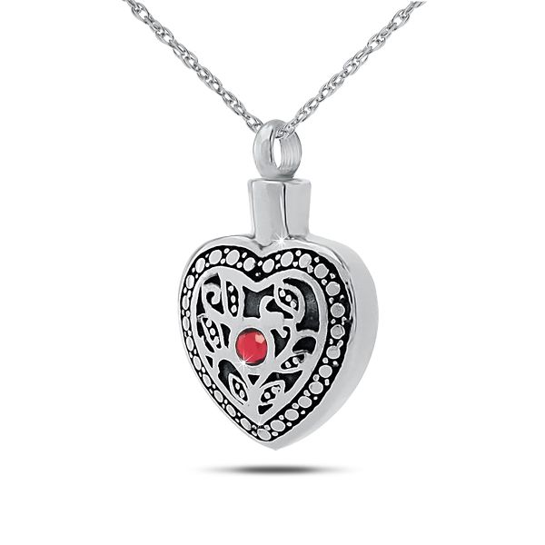 January w/ Garnet Sterling Silver Keepsake