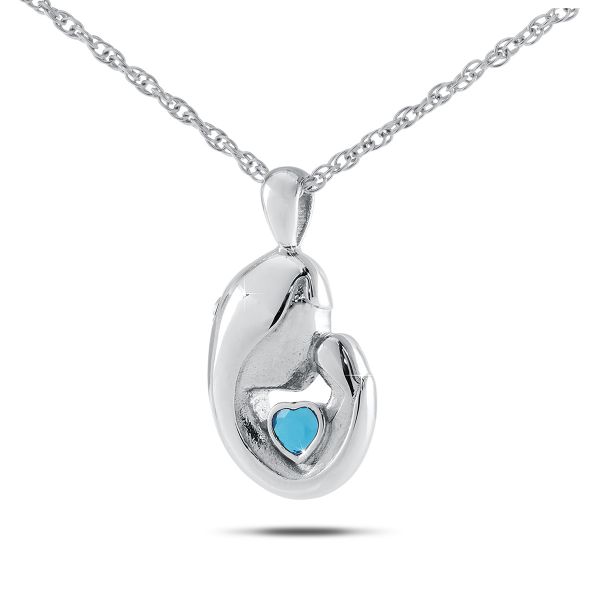 December w/ Blue Topaz Stainless Steel Keepsake
